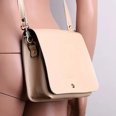 Cute Black LEATHER Square Side Bag Handmade WOMEN Phone Crossbody BAG Purse FOR WOMEN