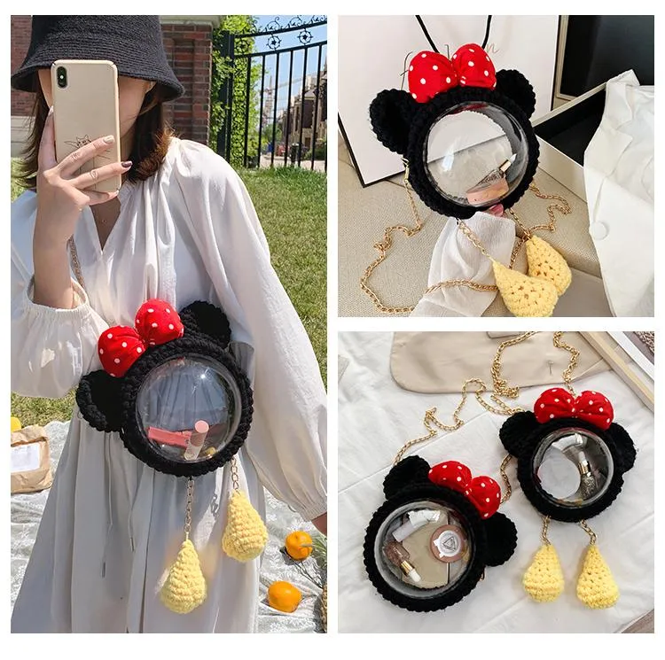 Cute Minnie Mouse Crochet Crossbody Purse Minnie Mouse Crochet Shoulder Bag for Girl Minnie Mouse Crochet Crossbody Purse