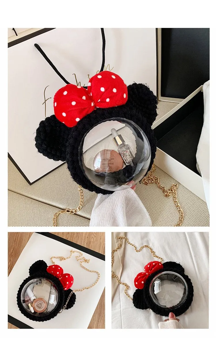 Cute Minnie Mouse Crochet Crossbody Purse Minnie Mouse Crochet Shoulder Bag for Girl Minnie Mouse Crochet Crossbody Purse