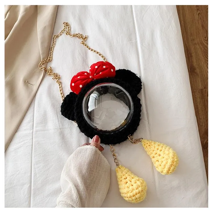 Cute Minnie Mouse Crochet Crossbody Purse Minnie Mouse Crochet Shoulder Bag for Girl Minnie Mouse Crochet Crossbody Purse