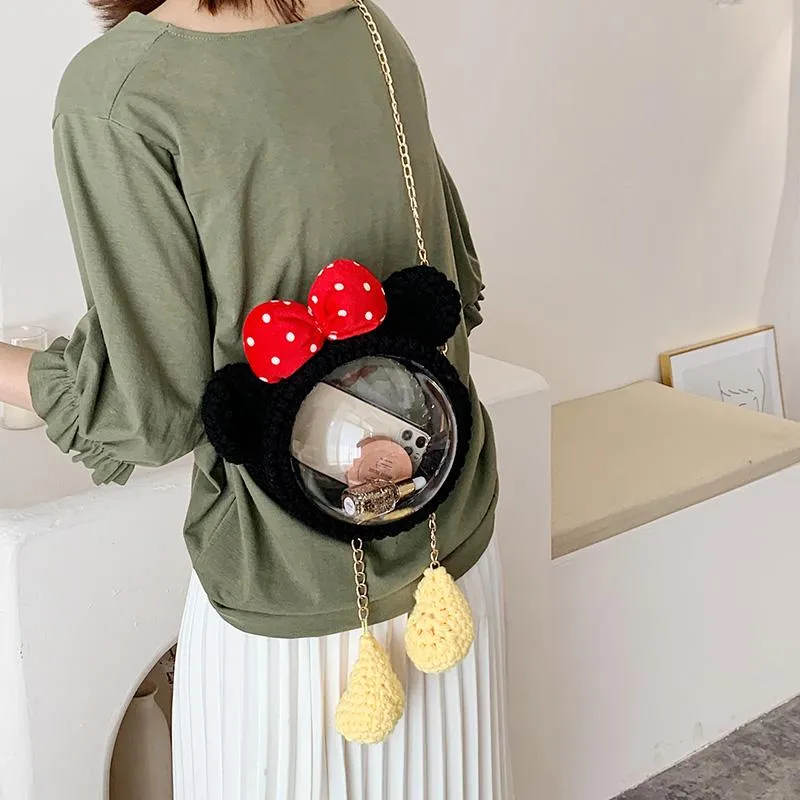 Cute Minnie Mouse Crochet Crossbody Purse Minnie Mouse Crochet Shoulder Bag for Girl Minnie Mouse Crochet Crossbody Purse