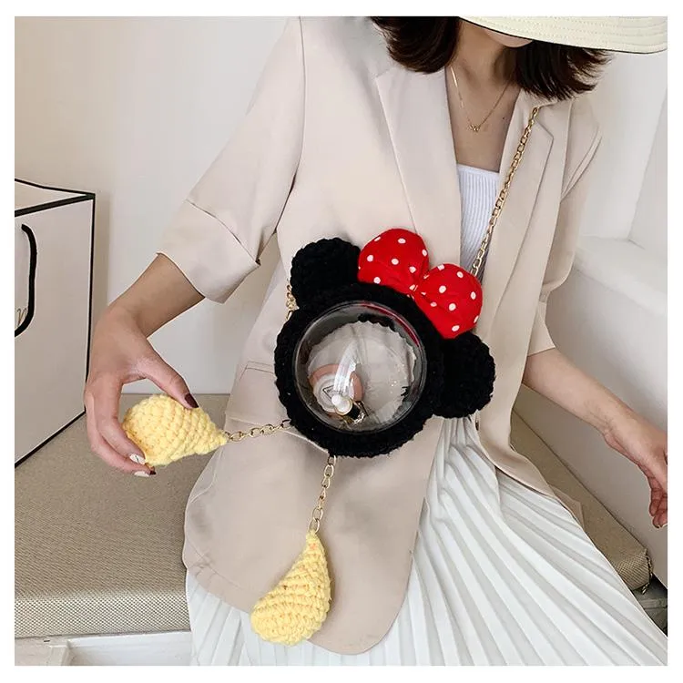 Cute Minnie Mouse Crochet Crossbody Purse Minnie Mouse Crochet Shoulder Bag for Girl Minnie Mouse Crochet Crossbody Purse