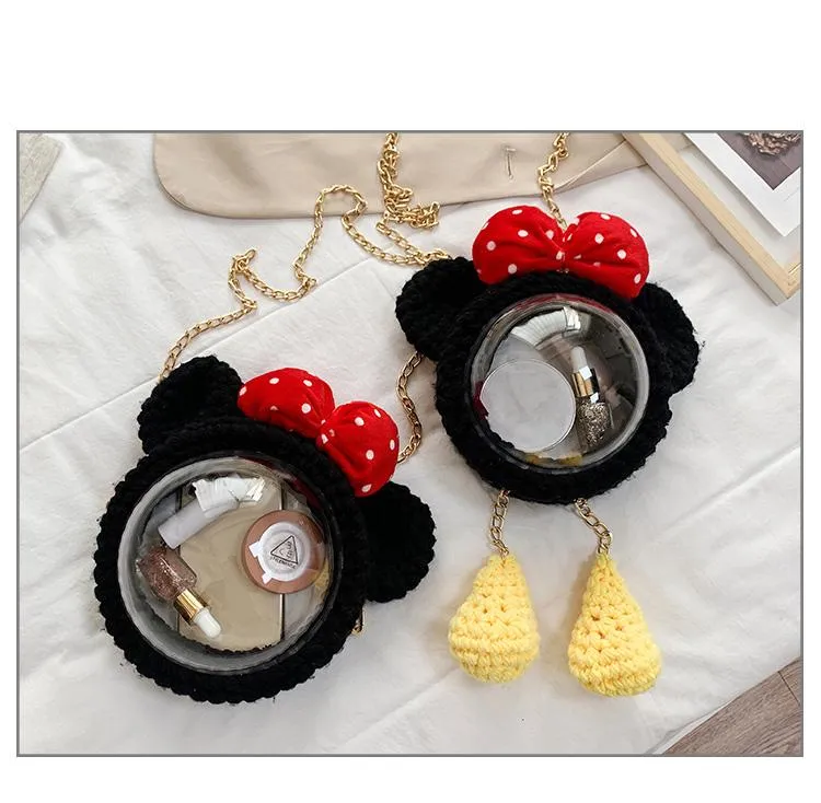 Cute Minnie Mouse Crochet Crossbody Purse Minnie Mouse Crochet Shoulder Bag for Girl Minnie Mouse Crochet Crossbody Purse