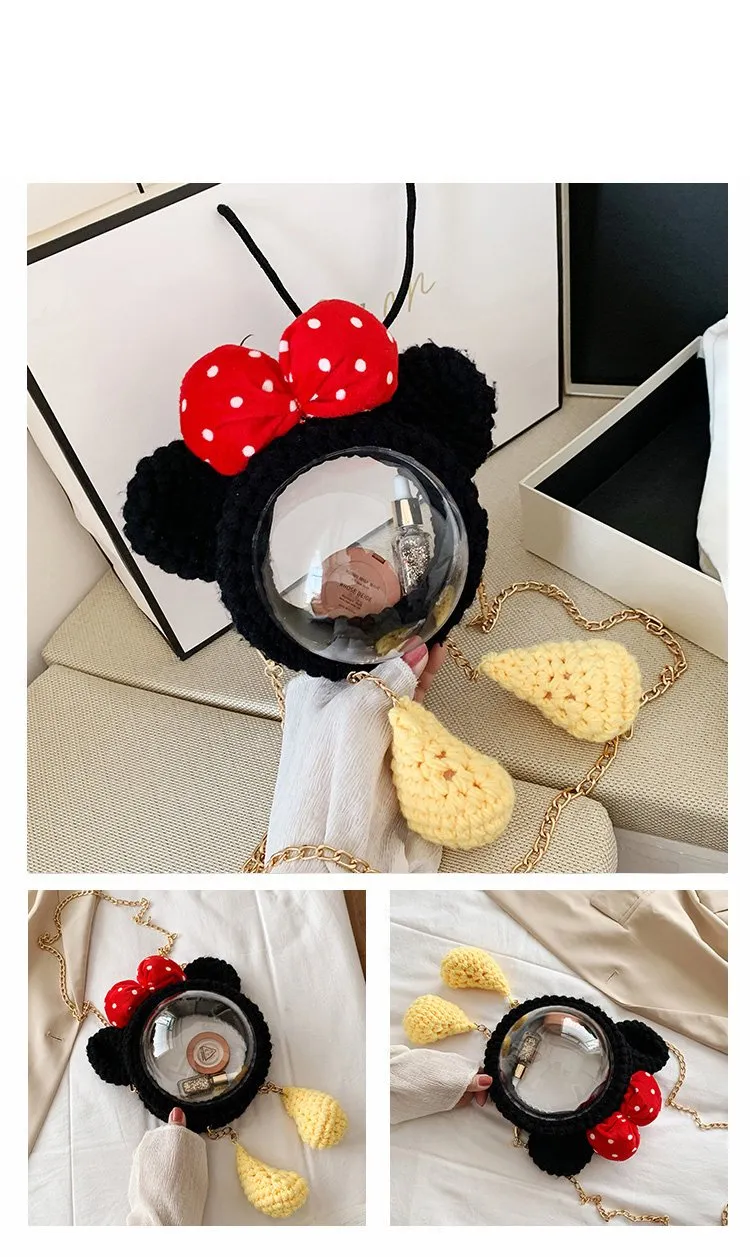 Cute Minnie Mouse Crochet Crossbody Purse Minnie Mouse Crochet Shoulder Bag for Girl Minnie Mouse Crochet Crossbody Purse