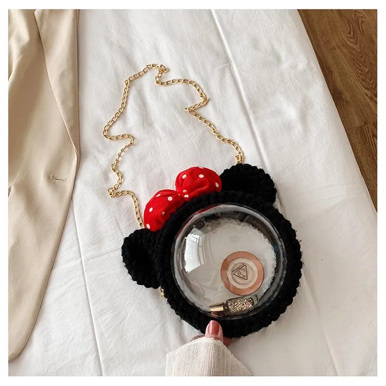Cute Minnie Mouse Crochet Crossbody Purse Minnie Mouse Crochet Shoulder Bag for Girl Minnie Mouse Crochet Crossbody Purse
