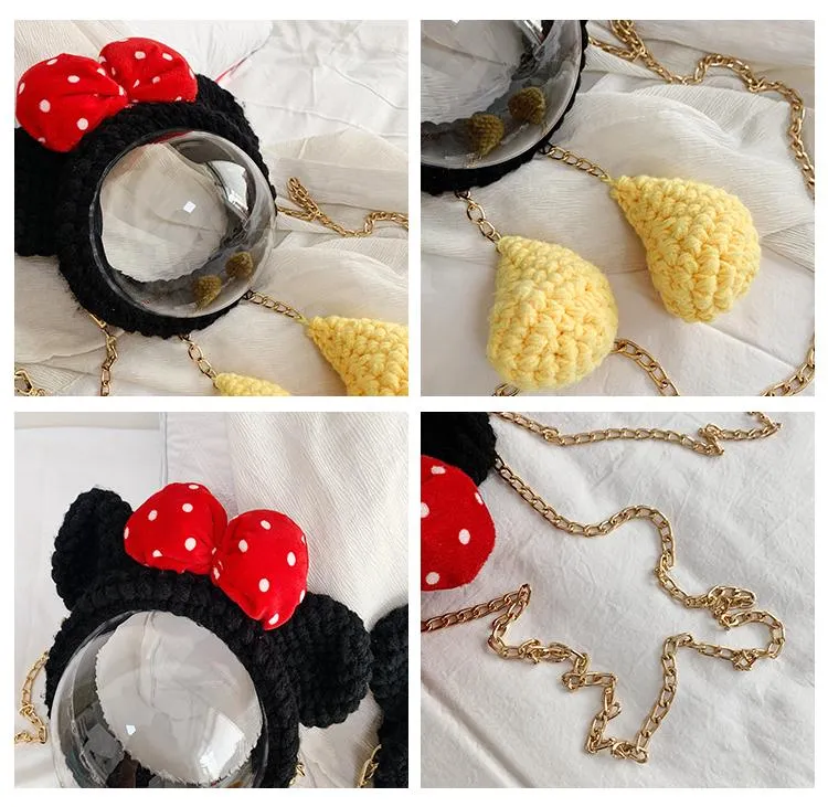 Cute Minnie Mouse Crochet Crossbody Purse Minnie Mouse Crochet Shoulder Bag for Girl Minnie Mouse Crochet Crossbody Purse