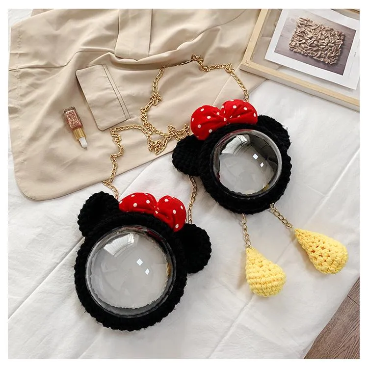 Cute Minnie Mouse Crochet Crossbody Purse Minnie Mouse Crochet Shoulder Bag for Girl Minnie Mouse Crochet Crossbody Purse