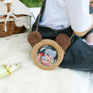 Cute Teddy Bear Crochet Crossbody Purse Teddy Bear Crochet Shoulder Bags for Girl Teddy Bear Crochet Crossbody Purses