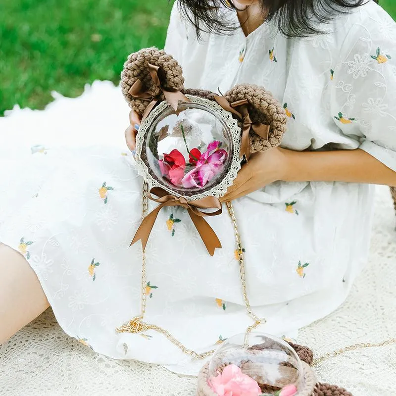 Cute Teddy Bear Crochet Crossbody Purses Teddy Bear Crochet Shoulder Bag for Girl Teddy Bear Crochet Crossbody Purses