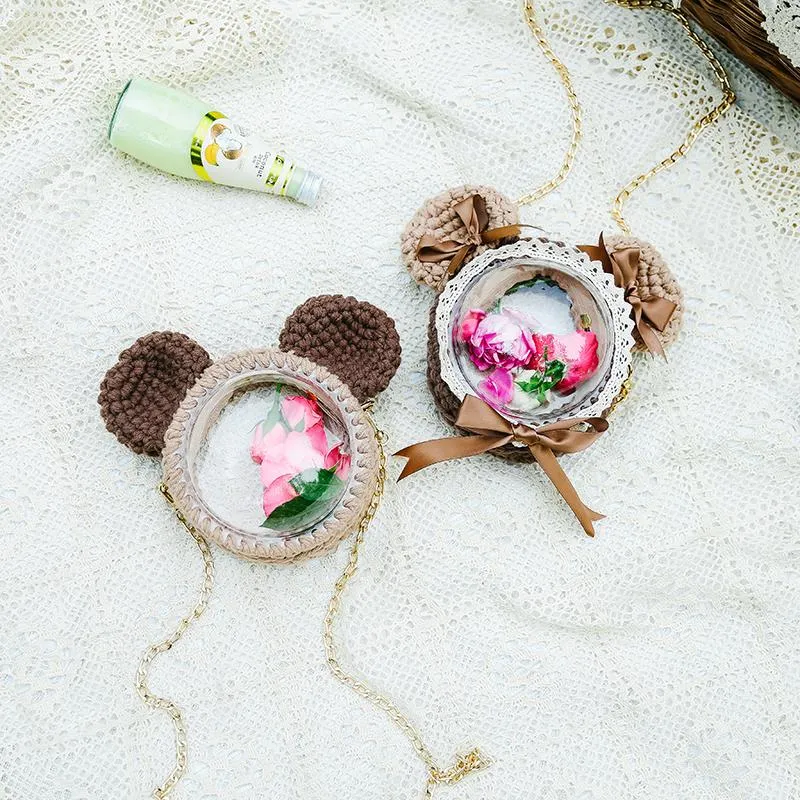 Cute Teddy Bear Crochet Crossbody Purses Teddy Bear Crochet Shoulder Bag for Girl Teddy Bear Crochet Crossbody Purses