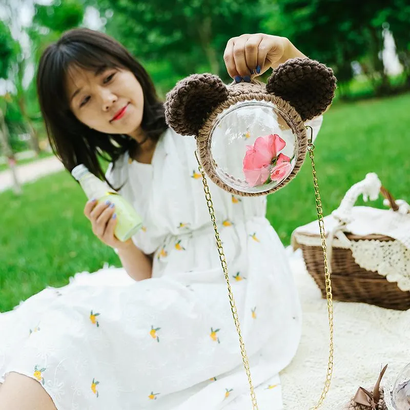 Cute Teddy Bear Crochet Crossbody Purses Teddy Bear Crochet Shoulder Bag for Girl Teddy Bear Crochet Crossbody Purses
