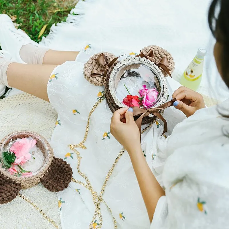Cute Teddy Bear Crochet Crossbody Purses Teddy Bear Crochet Shoulder Bag for Girl Teddy Bear Crochet Crossbody Purses