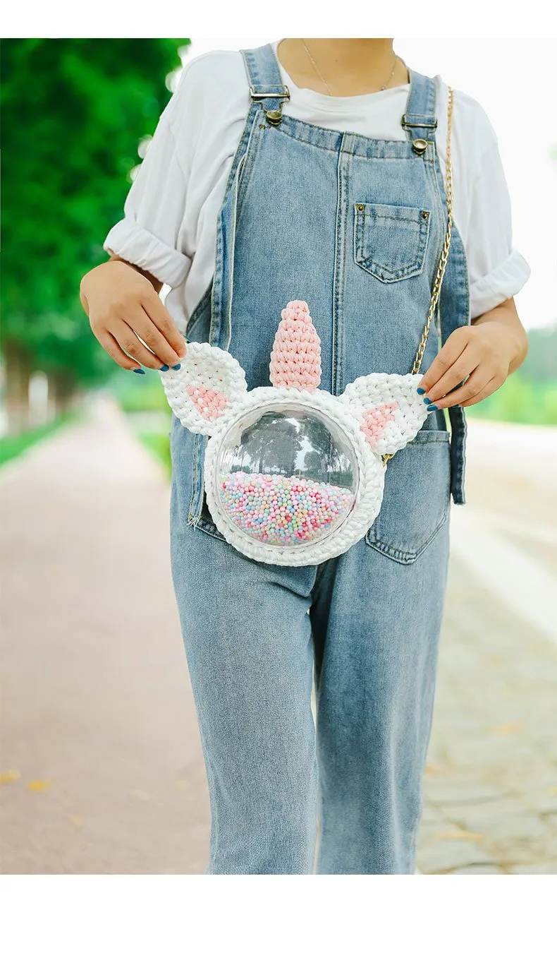 Cute Unicorn Crochet Crossbody Purse Unicorn Crochet Shoulder Bag for Girl Unicorn Crochet Crossbody Purses