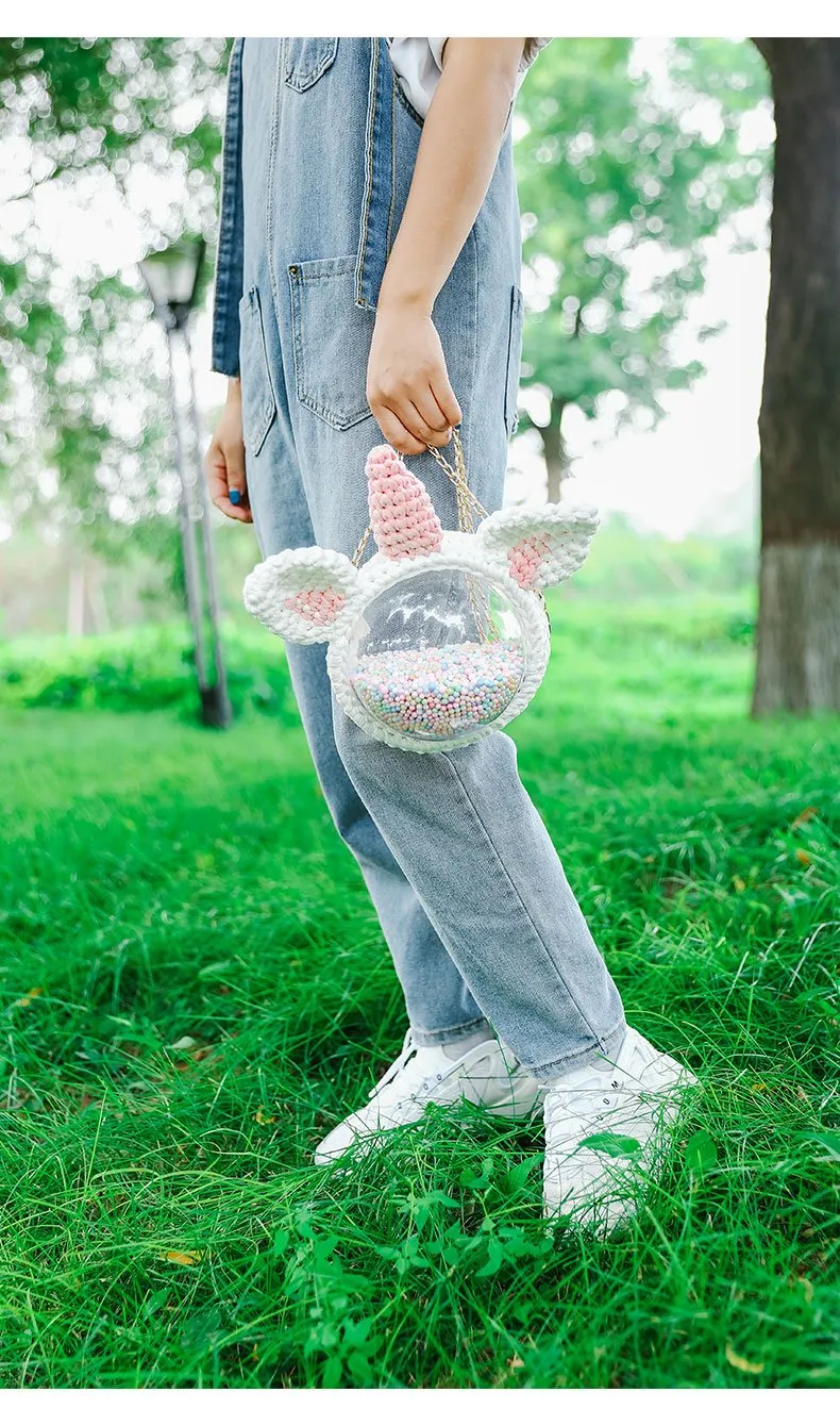 Cute Unicorn Crochet Crossbody Purse Unicorn Crochet Shoulder Bags for Girl Unicorn Crochet Crossbody Purses