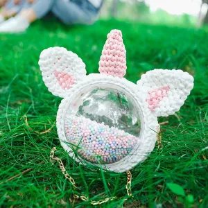 Cute Unicorn Crochet Crossbody Purse Unicorn Crochet Shoulder Bags for Girl Unicorn Crochet Crossbody Purses