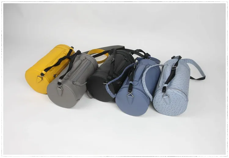 Cute Womens Light Gray Leather Bucket Shoulder Purse Barrel Crossbody Bag Purse for Ladies