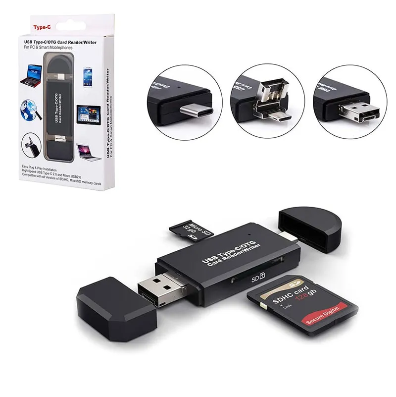 Czytnik Kart z USB OTG (SD / Micro SD/ MMC) - Wersja USB-C