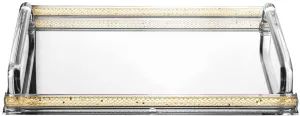 (D) Judaica Mirror Tray Net Cloth 16.5" for Coffee Table Large (Gold)