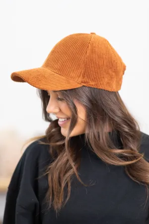Dark Camel Corduroy Baseball Hat