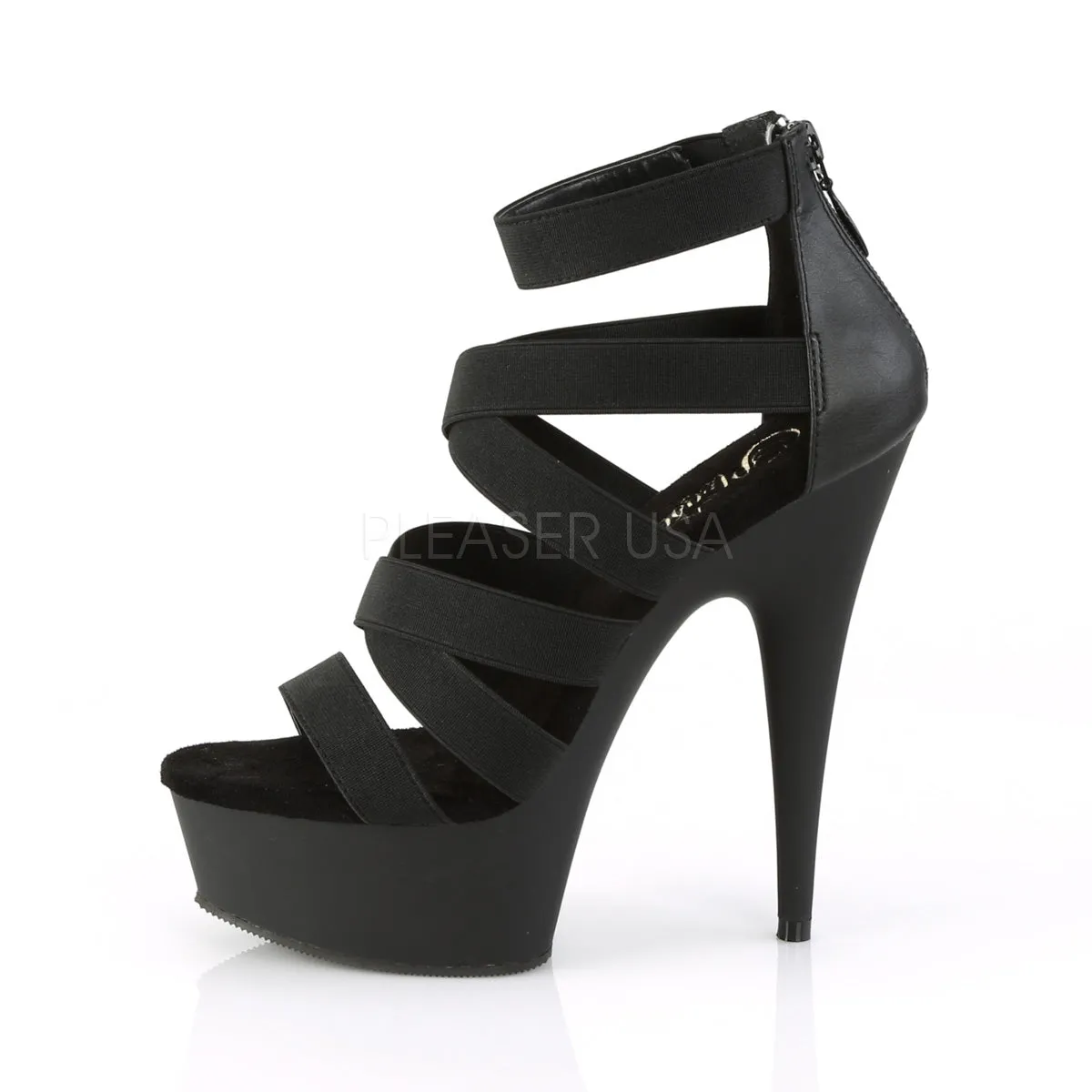 DELIGHT-659  Black Elastic Band-Faux Leather/Black Matte