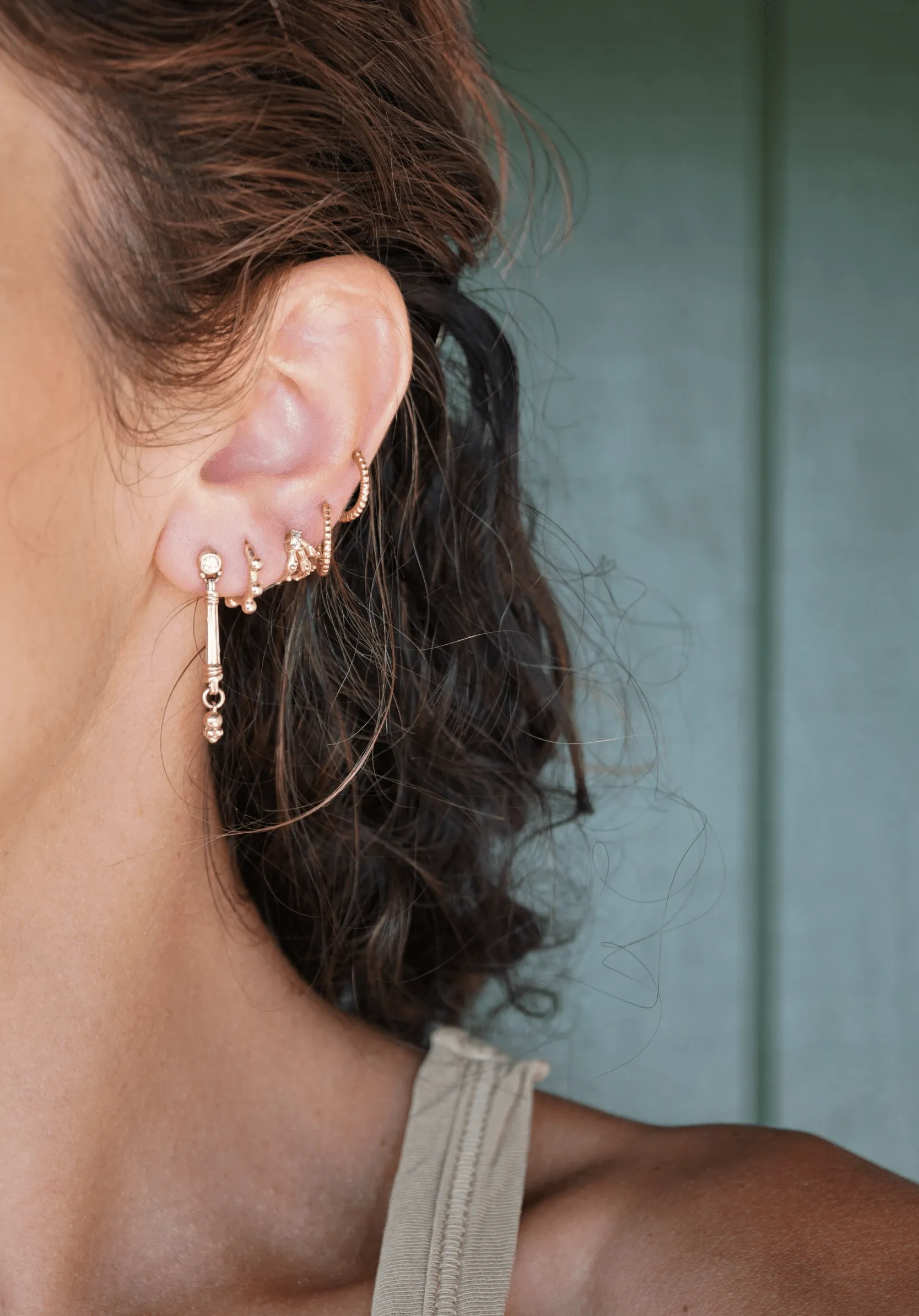 Diamond Rattan Pillar Earrings