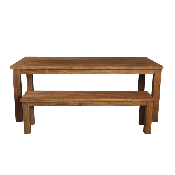 Dining table recycled teak on wood legs