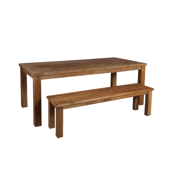 Dining table recycled teak on wood legs
