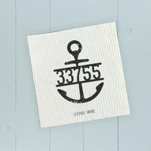 Distressed Anchor w/ Zip Code - Swedish Dish Cloth