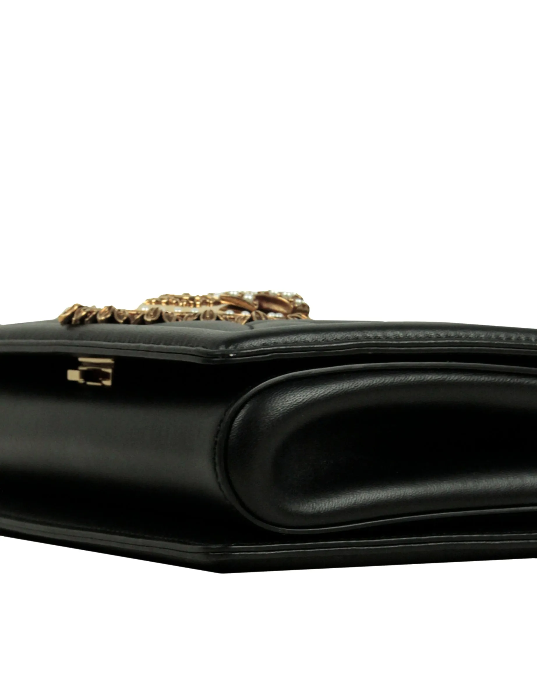 Dolce & Gabbana Black Nappa Leather Medium Devotion Crossbody Bag