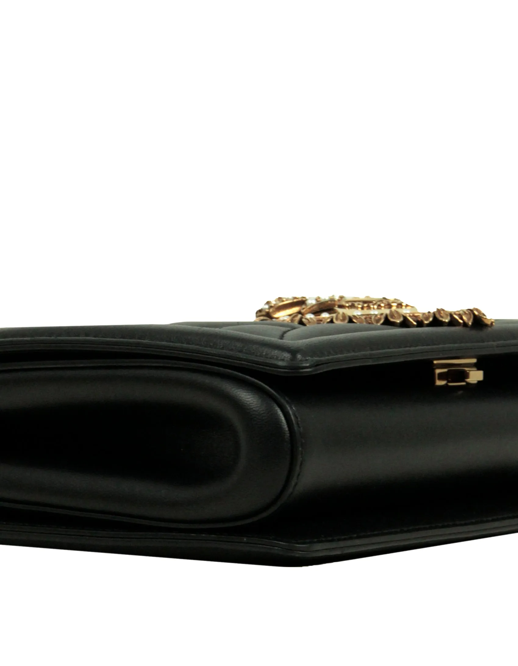 Dolce & Gabbana Black Nappa Leather Medium Devotion Crossbody Bag