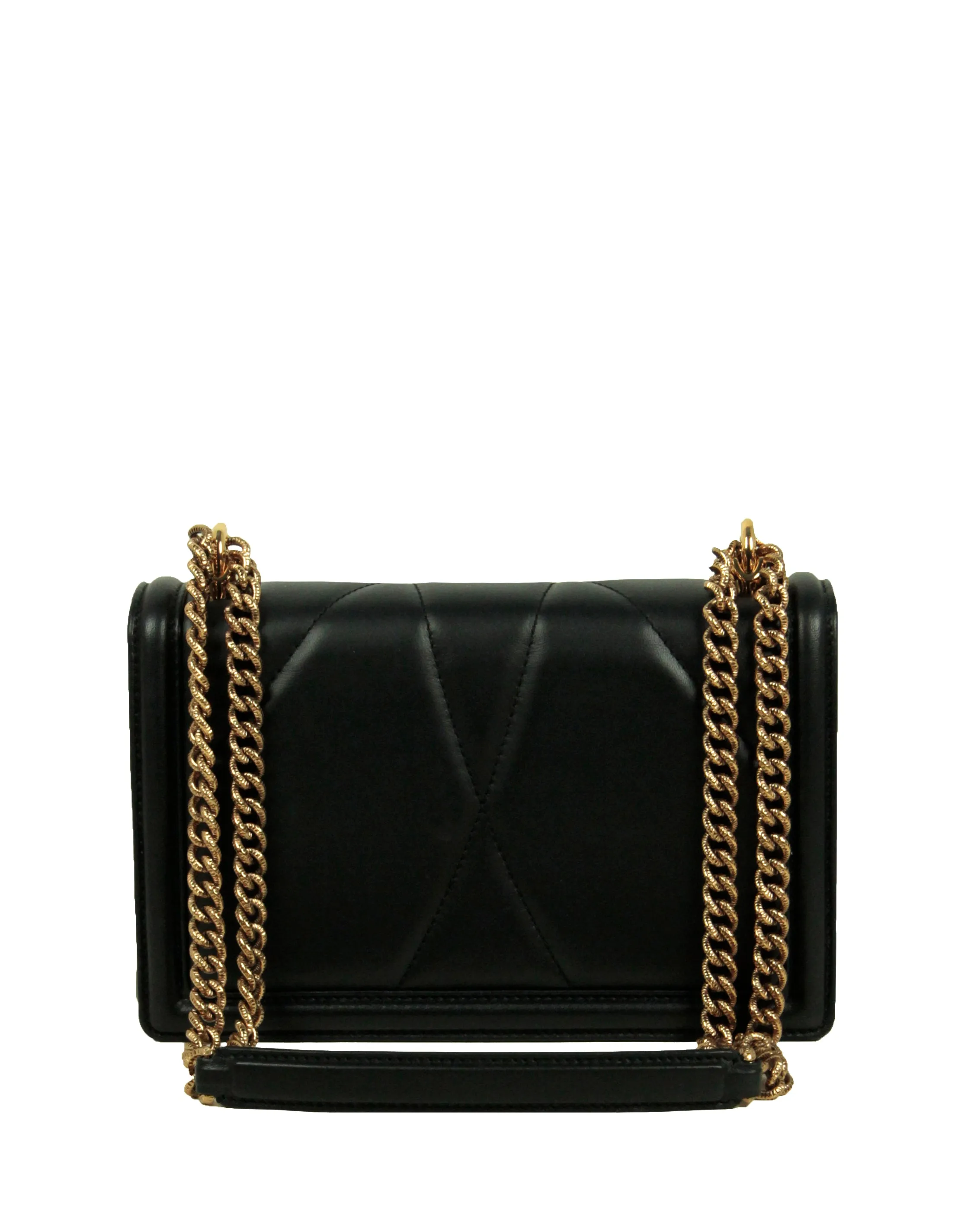 Dolce & Gabbana Black Nappa Leather Medium Devotion Crossbody Bag