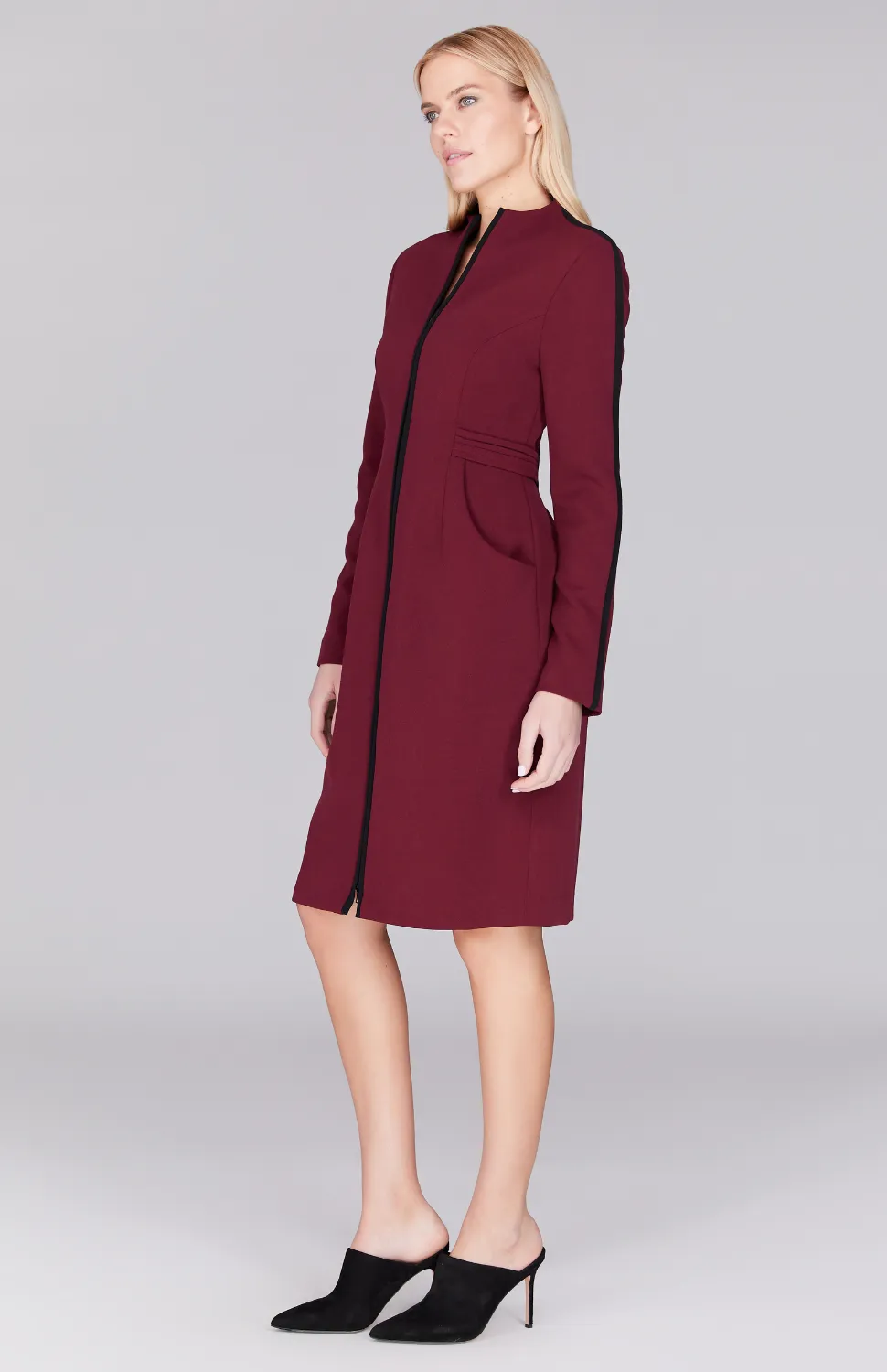 Double Face Fitted Dress w/ Contrast Bias