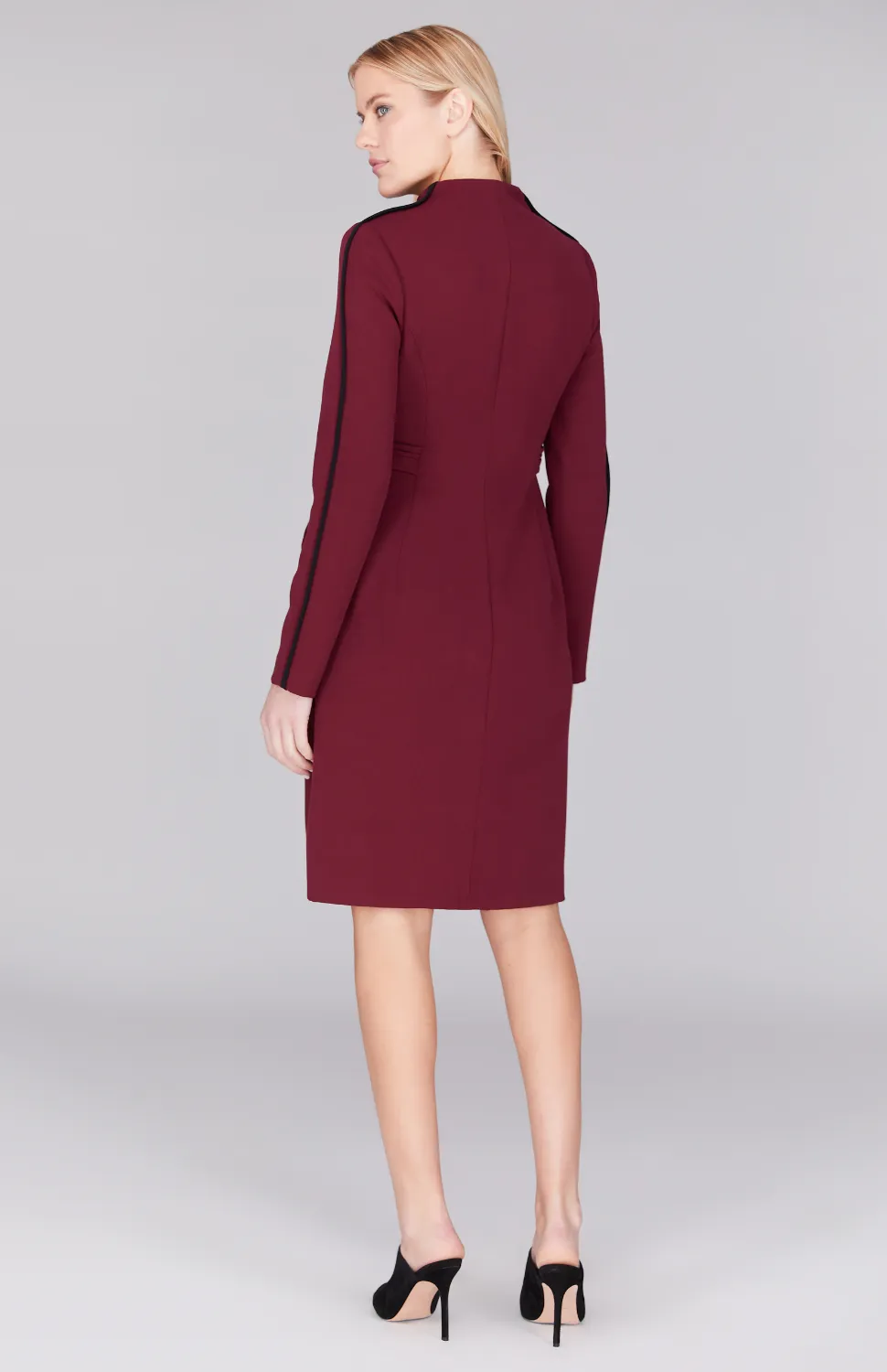 Double Face Fitted Dress w/ Contrast Bias