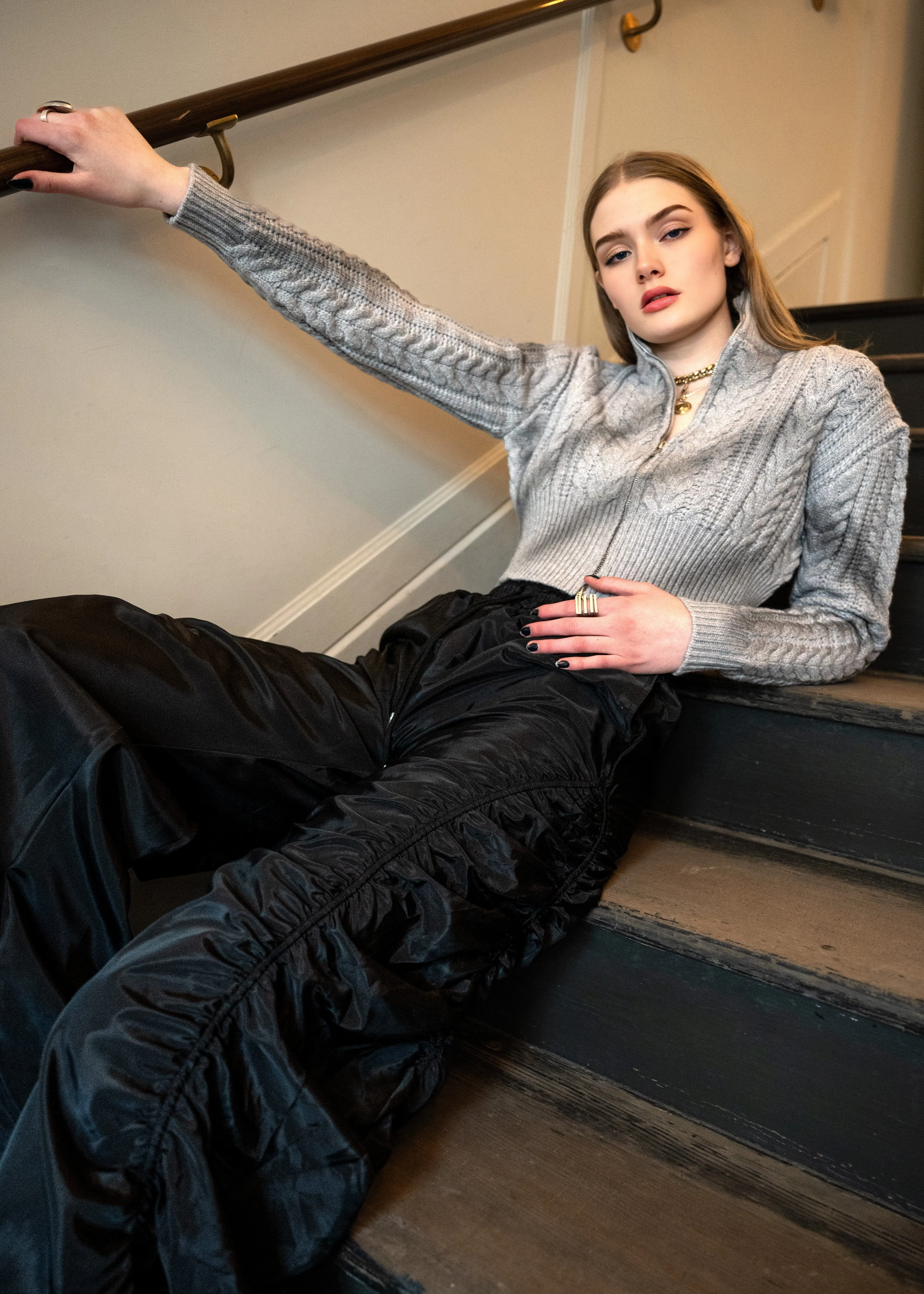 Double Zip Cropped Sweater