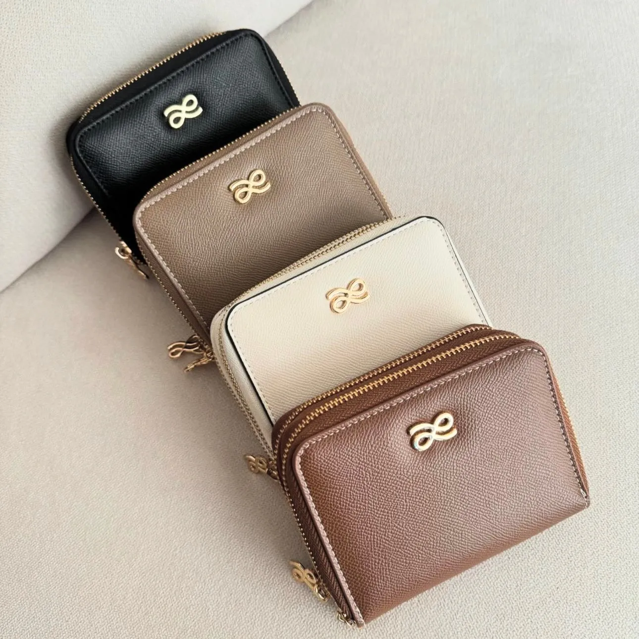 Double Zip Wallet Gold PU
