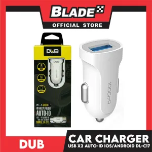 Dub Car Charger Single USB 5V 1A Auto-ID DL-C17 (White) for Android and iOS