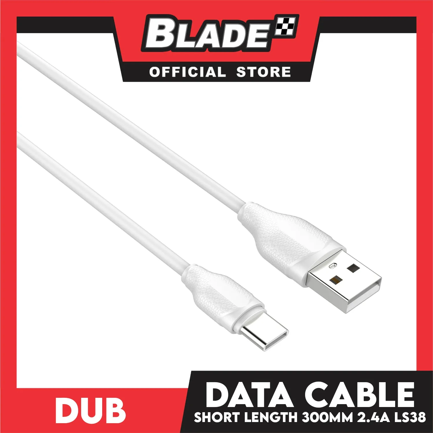 Dub Data Cable Short Length Type-C 2.4A LS38 300mm for Android