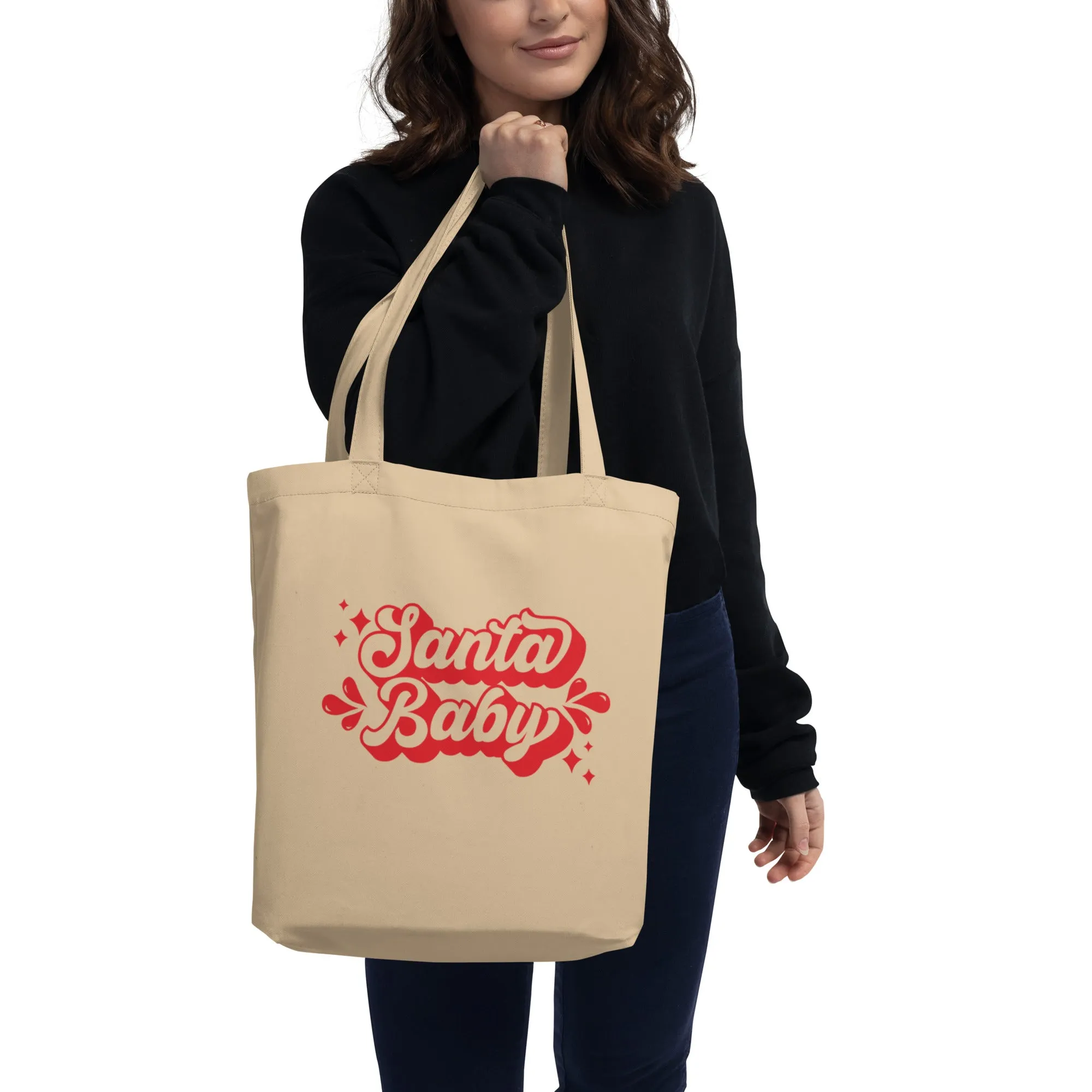Eco Tote Bag, Design Bag, Travel, Shopping Black & Cream, Xmas Tote Bag