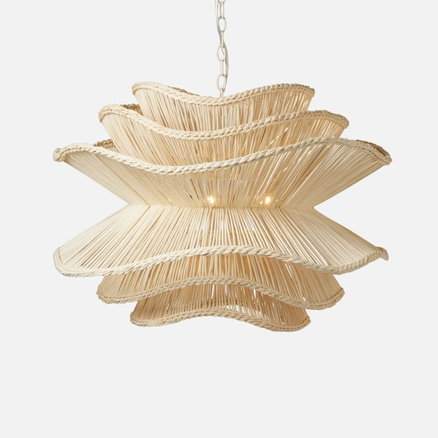 Elba Rattan Chandelier in White Rattan - Three Sizes