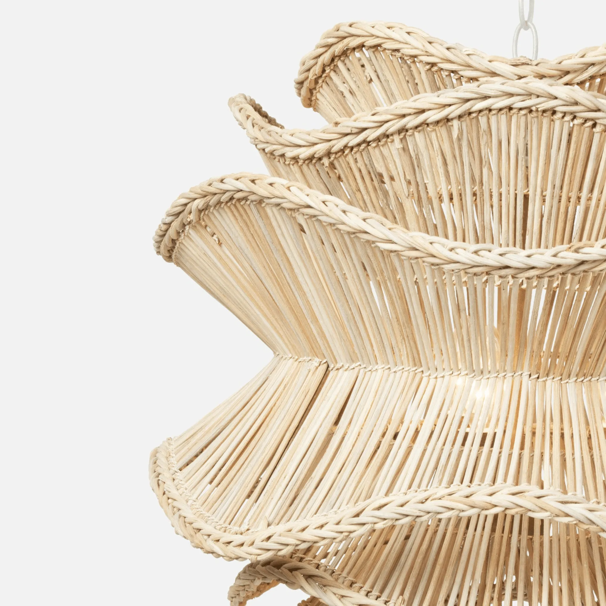 Elba Rattan Chandelier in White Rattan - Three Sizes