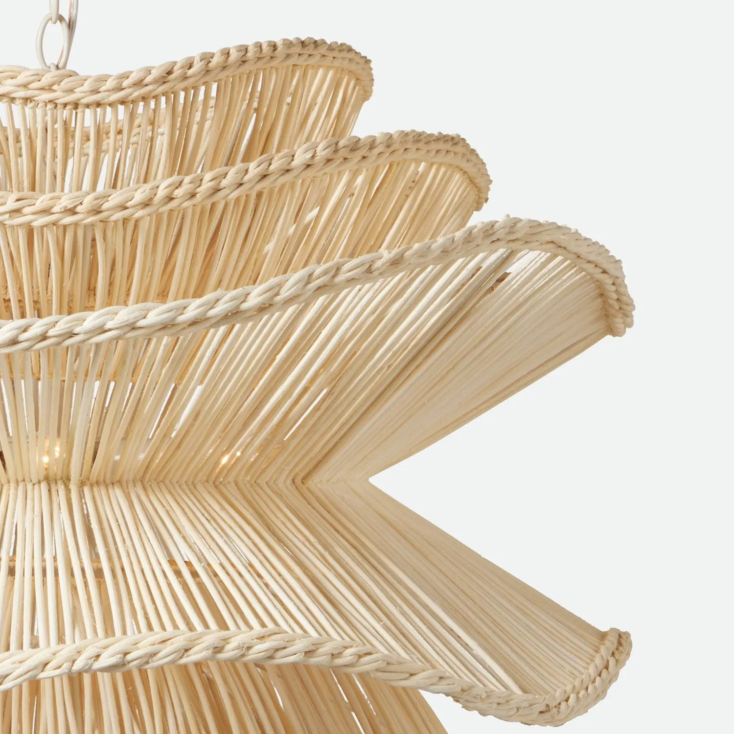 Elba Rattan Chandelier in White Rattan - Three Sizes