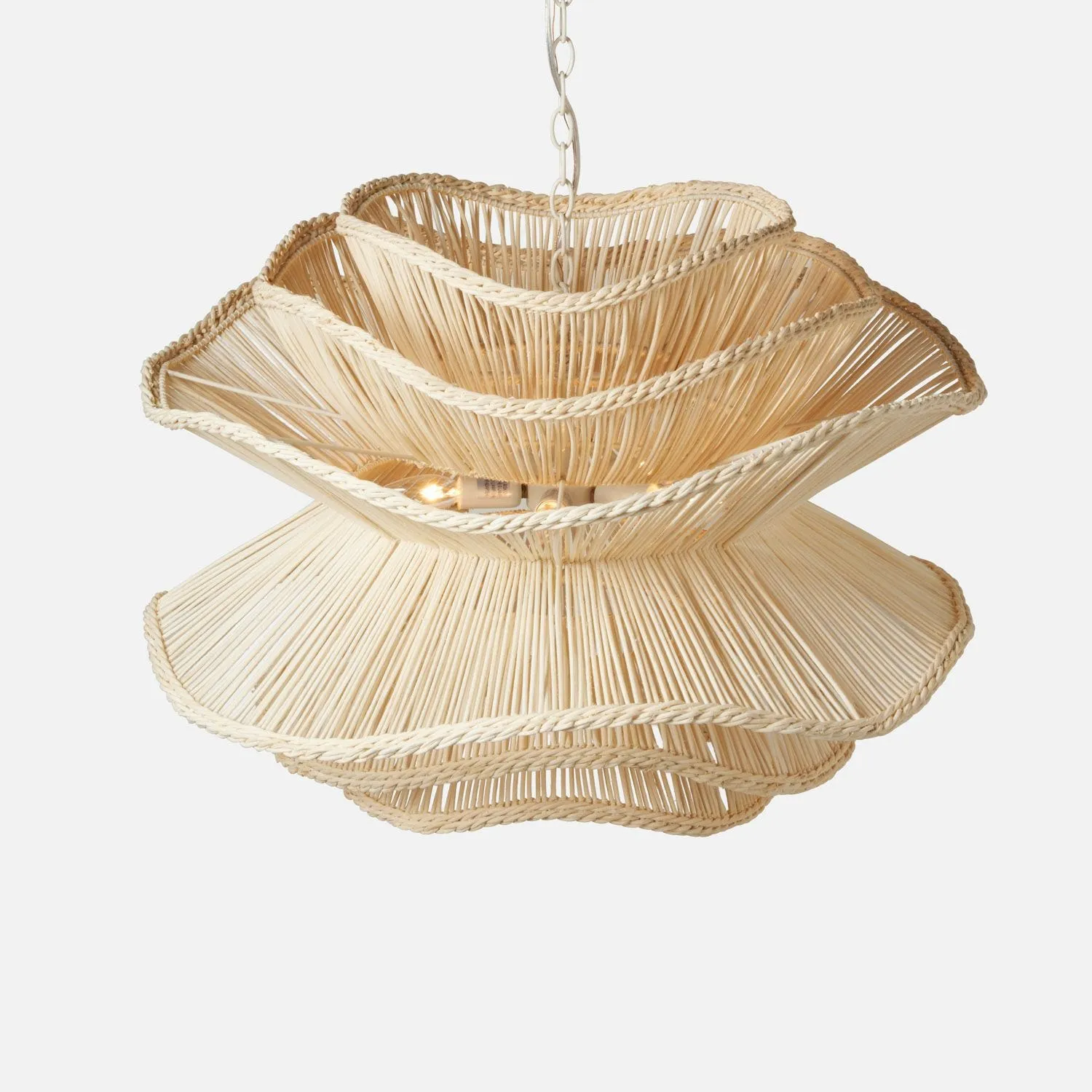 Elba Rattan Chandelier in White Rattan - Three Sizes