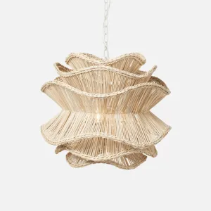 Elba Rattan Chandelier in White Rattan - Three Sizes
