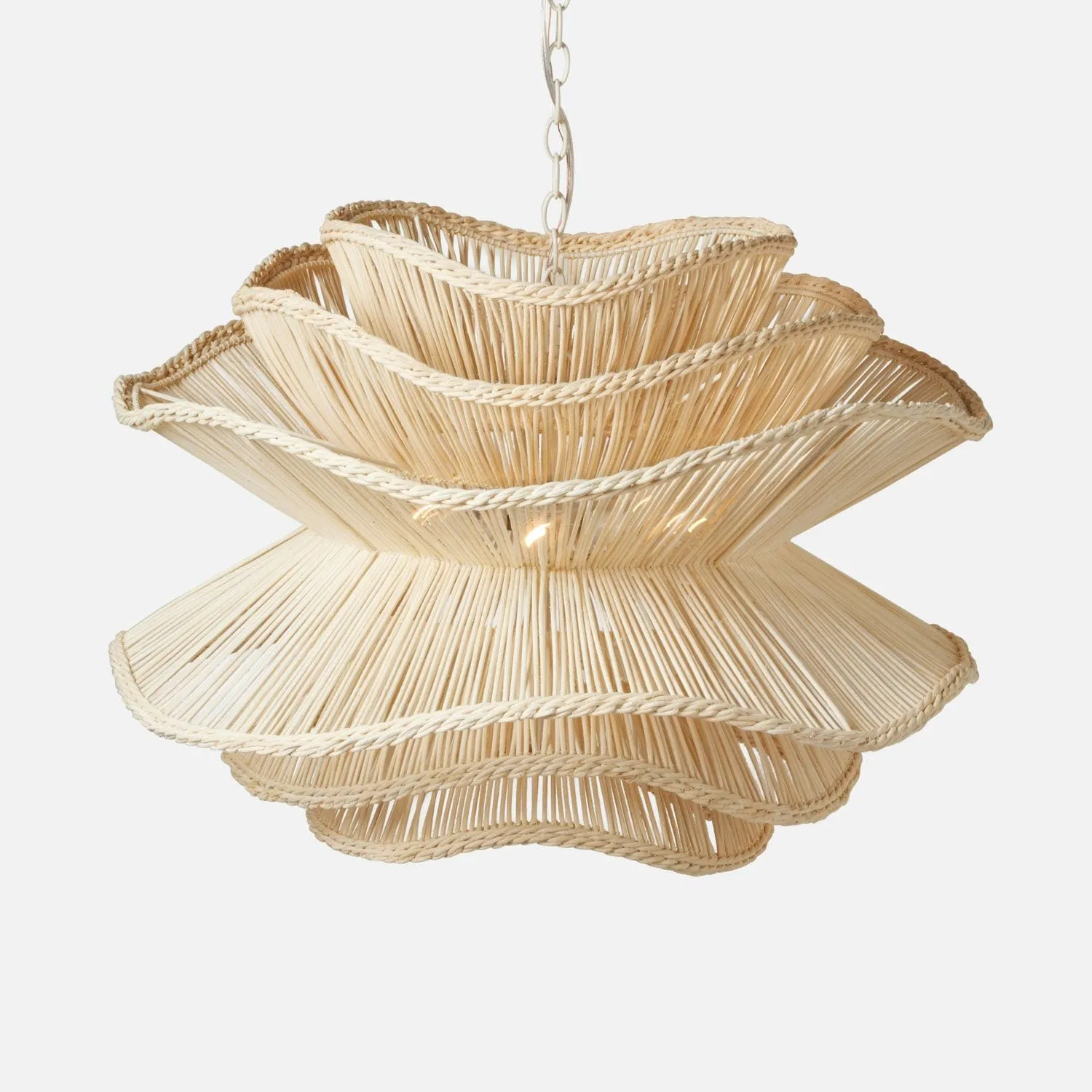 Elba Rattan Chandelier in White Rattan - Three Sizes