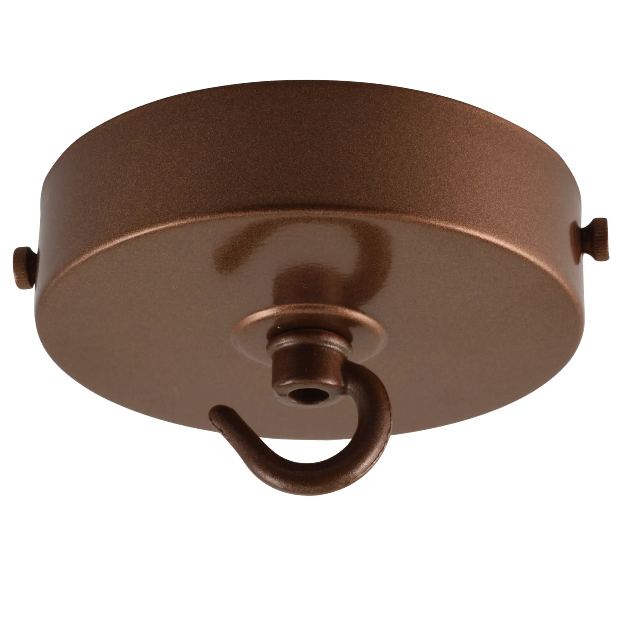 ElekTek 100mm Diameter Flat Top Ceiling Rose with Strap Bracket and Hook Metallic Finishes Powder Coated Colours