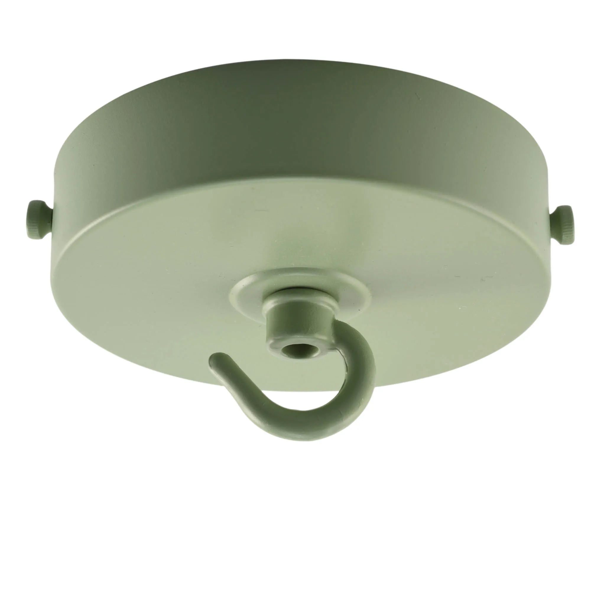 ElekTek 100mm Diameter Flat Top Ceiling Rose with Strap Bracket and Hook Metallic Finishes Powder Coated Colours