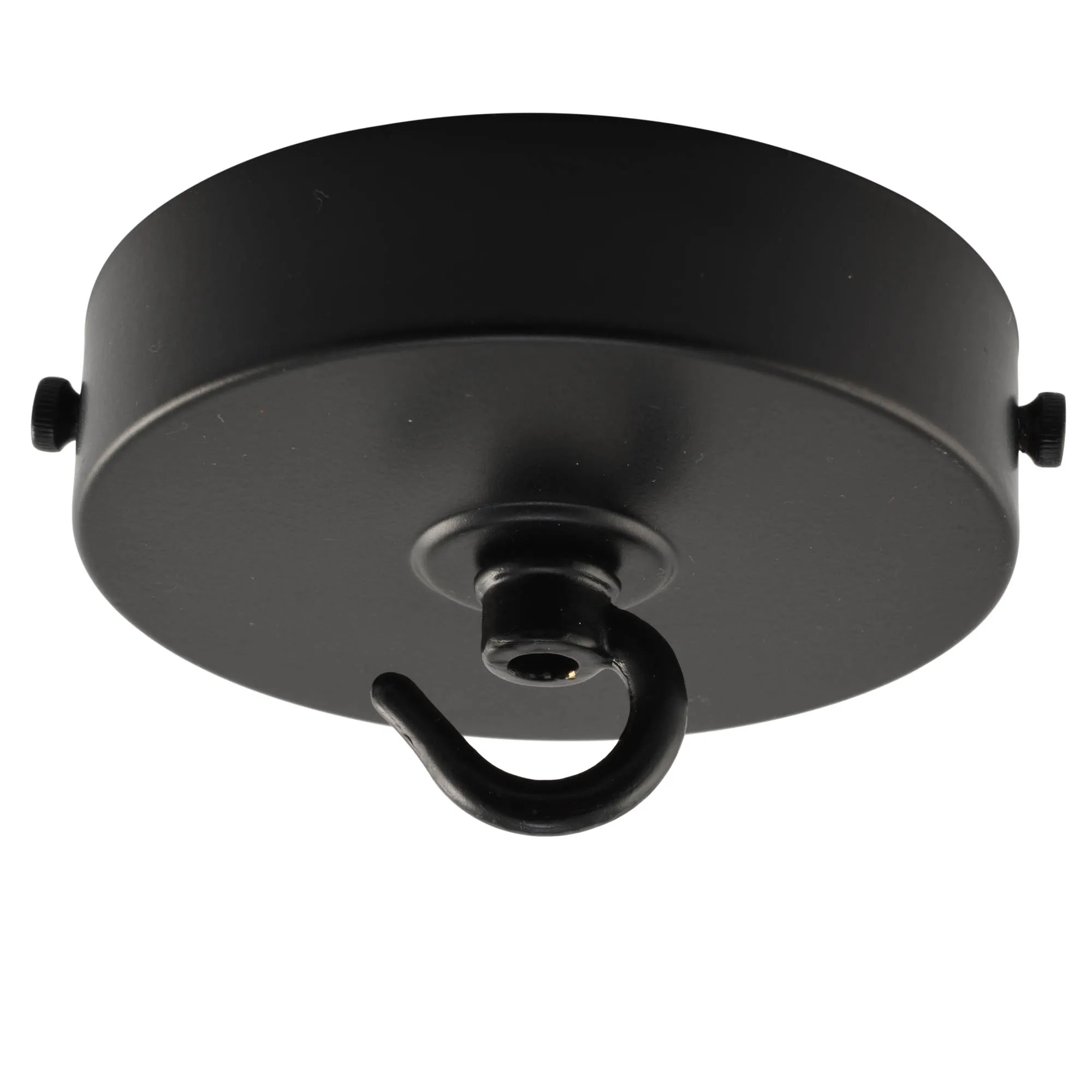 ElekTek 100mm Diameter Flat Top Ceiling Rose with Strap Bracket and Hook Metallic Finishes Powder Coated Colours