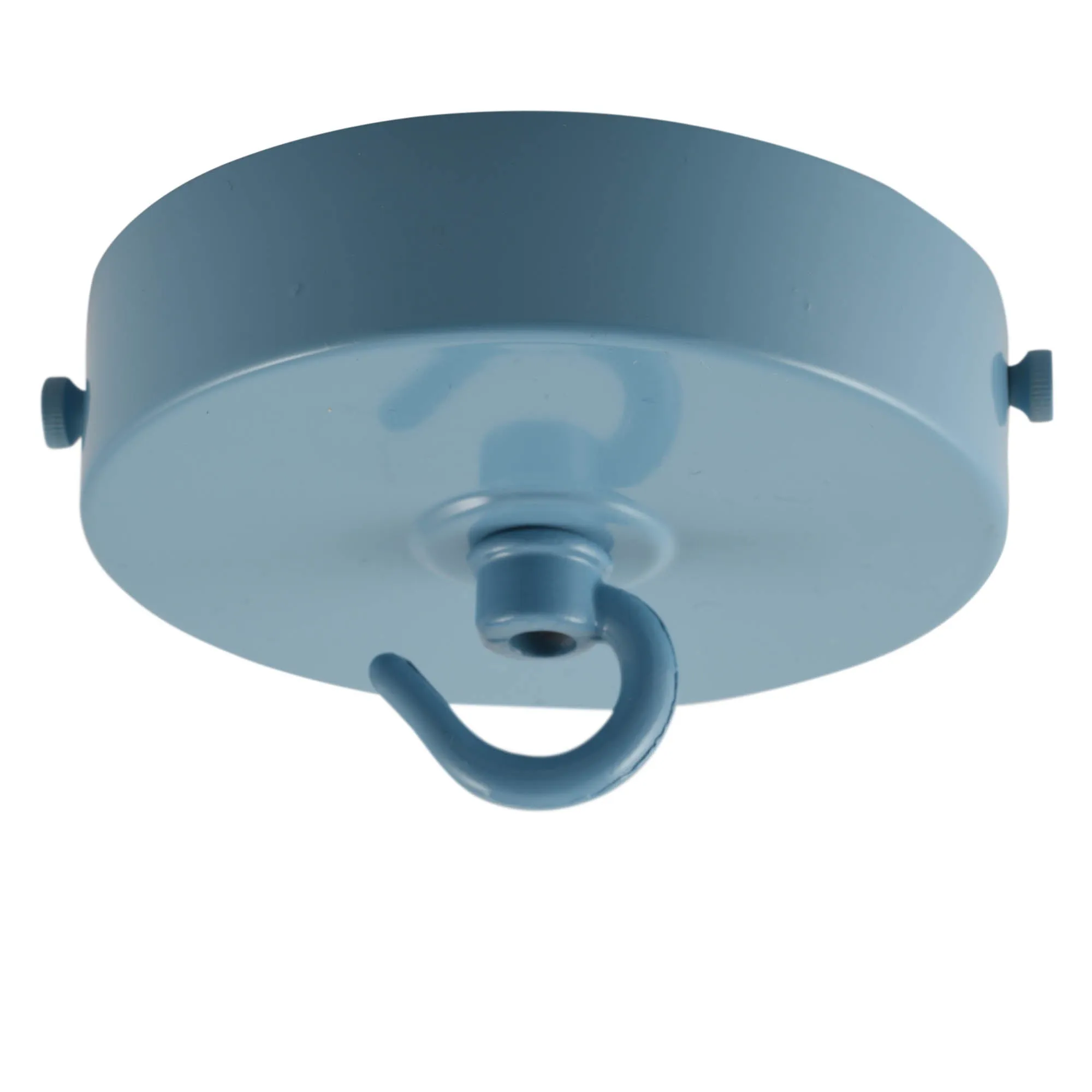 ElekTek 100mm Diameter Flat Top Ceiling Rose with Strap Bracket and Hook Metallic Finishes Powder Coated Colours