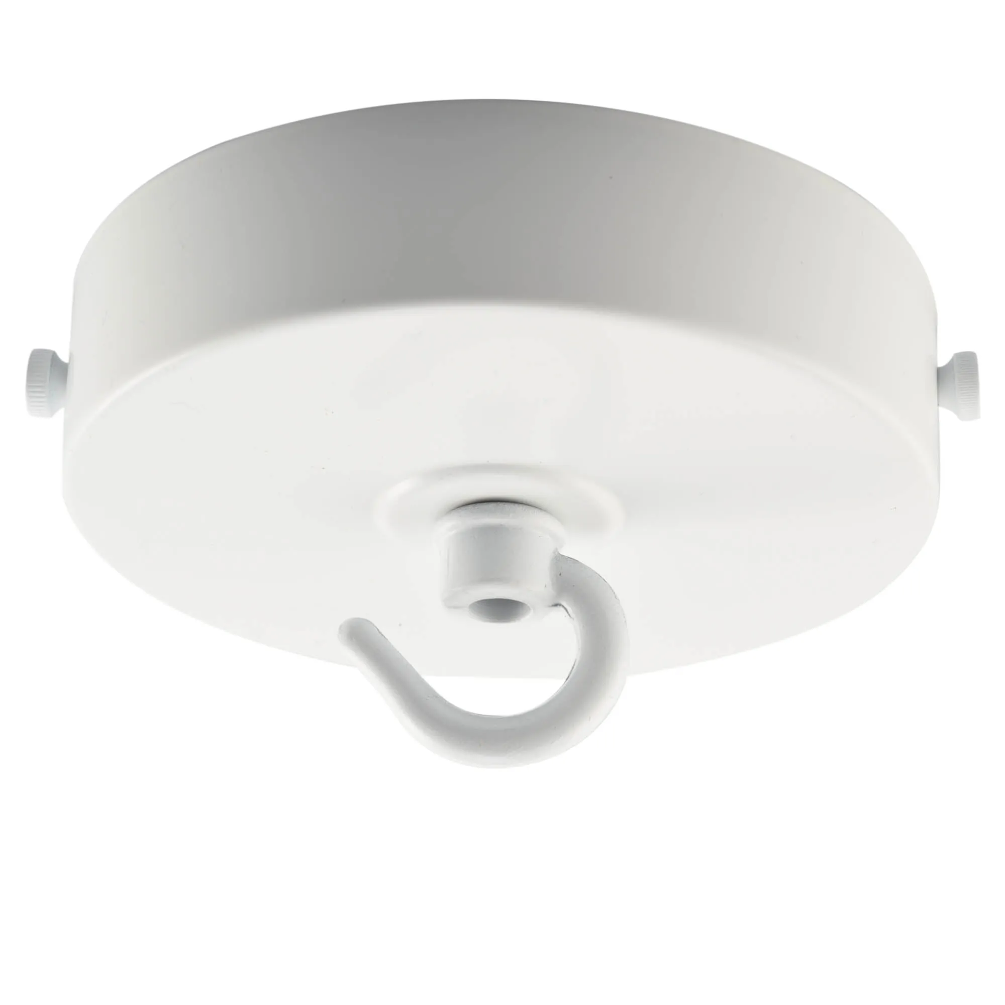 ElekTek 100mm Diameter Flat Top Ceiling Rose with Strap Bracket and Hook Metallic Finishes Powder Coated Colours