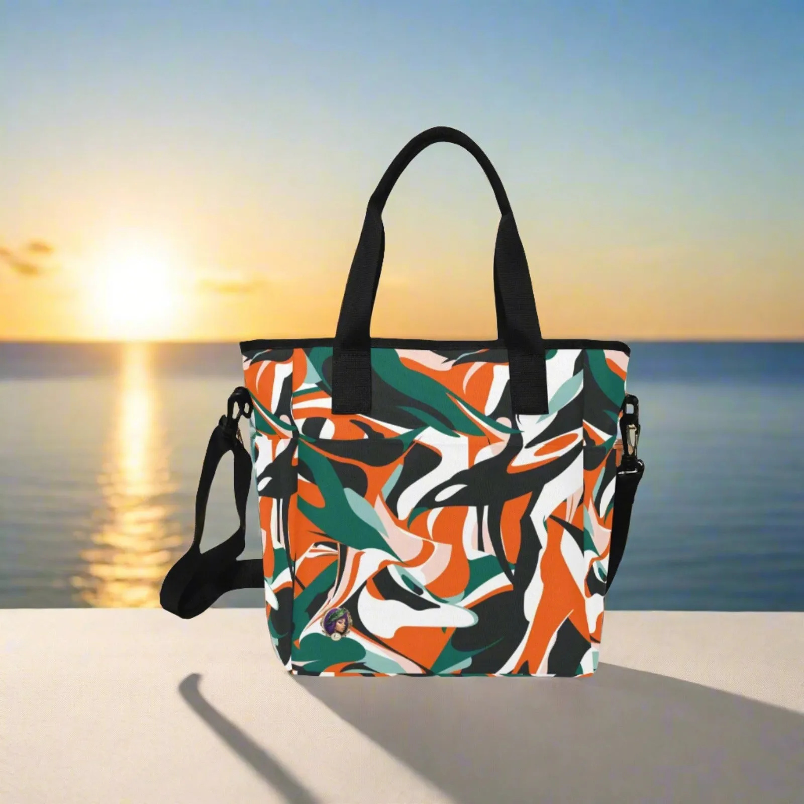 Emerald Tangerine Tote Bag with Shoulder Strap